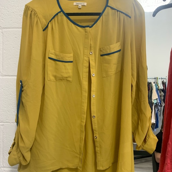 Mustard and Teal Blouse - Picture 1 of 2